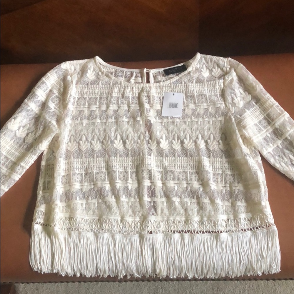 Beautiful Crop Top with Fringe & Lace